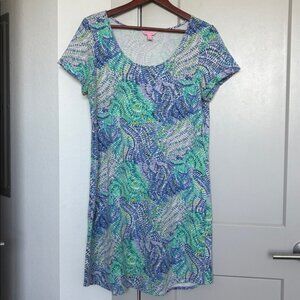 LILLY PULITZER TAMMY UPF 50+ GREEN PURPLE DRESS WOMENS MEDIUM
